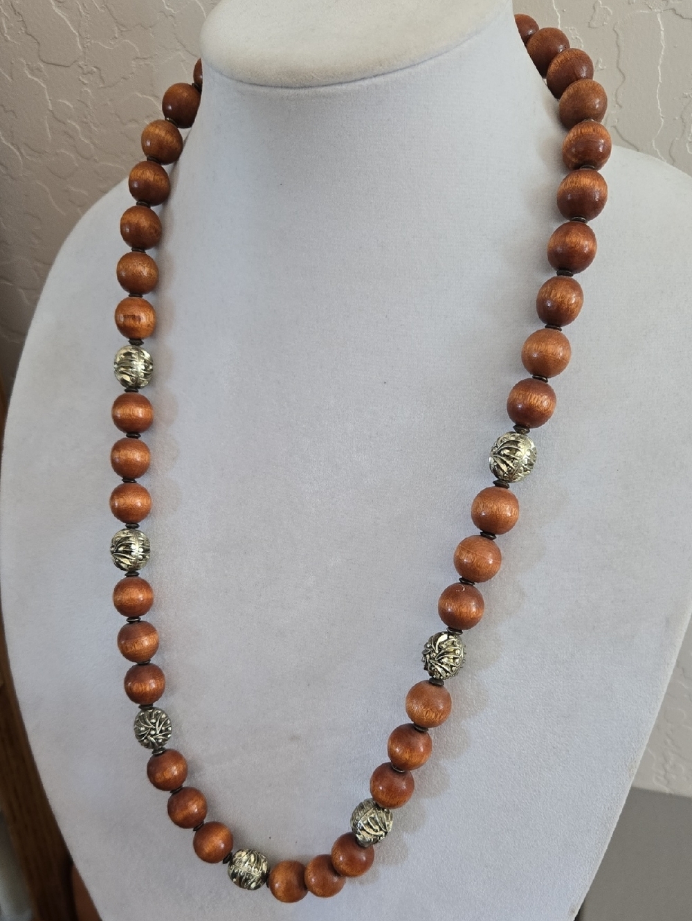 Exquisite Wooden & Marcasite Necklace